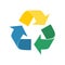 Recycle sign. Colourful arrows moving in triangle.