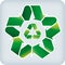 Recycle star. Five concentric green arrows as a star