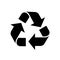 Recycle symbol black isolated on white background, black ecology icon sign, black arrow shape for recycle icon garbage waste,