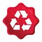 Recycle symbol icon misty rose red starburst sticker button