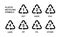 Recycle symbol plastic icon. Hdpe pp pet vector sign reuse plastic recycle material pictogram