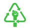 Recycle symbol and raised fist - Green revolution for climate, ecology and environment sustainability.