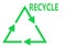 The Recycle symbol representing recycling of used materials or goods for the green initiatives white backdrop