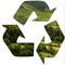 Recycle symol with green lanscape concept of recylcing  and enviromental issues