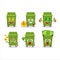 Recycle trash can cartoon character with cute emoticon bring money