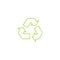 Recycle triangle outline eco icon with arrows in a flat style.