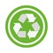 Recycle vector icon. Style is flat rounded symbol, eco green color, rounded angles, white background