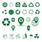 Recycle Waste Symbol Green Arrows Logo Set Web Icon Collection