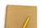 Recycled blank notebook front cover with pencil