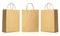 Recycled brown paper shopping bags isolated on white background with clipping path.