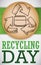 Recycled Cardboard Pin and Label with Doodles for Recycling Day, Vector Illustration