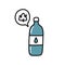 Recycled plastic bottle doodle icon, vector illustration