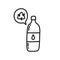 Recycled plastic bottle doodle icon, vector illustration