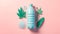 Recycled plastic bottle isolated on pastel background. Generated AI