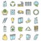 Recycles icon set, outline style