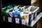 Recycling bin filled with assorted plastic bottles and containers promoting environmental responsibility