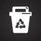 Recycling bin icon on black background for graphic and web design, Modern simple vector sign. Internet concept. Trendy symbol for