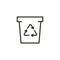 Recycling bin vector thin line icon outline linear stroke illustration. Trash with recycle symbol