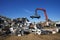 Recycling center piles of tubing, metal and other scrap materials