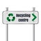 Recycling center road pointer. Vector illustration