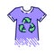 Recycling clothes, biodegradable color line icon. Recovering old clothing and shoes for sorting and processing. Pictogram for web