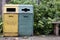 Recycling colour coded bins at London zoo