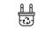 recycling electrical plug line icon animation