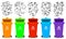 Recycling garbage elements. Bag or containers or cans for different trashes. Sorting and Utilize food waste. Ecology