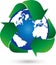 Recycling and Globe, Recycling Arrows, Recycling Sign, Recycling Logo