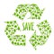 Recycling icon composed of green trees