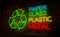 Recycling icon neon