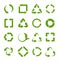 Recycling icons. Various green circle arrow symbols. Waste reuse recycle, garbage and biodegradable trash, ecology