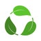 Recycling leaves icon isolated on white background. Arrow that rotates endlessly recycled concept. Recycle eco symbol