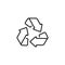 Recycling line icon. Symbol for recyclable products or those made of recycled materials. Classical triangle shape.