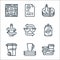 recycling line icons. linear set. quality vector line set such as tupperware, dishware, recycle bin, softdrinks can, goggle, glass