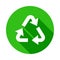 recycling mark green icon in Badge style with shadow