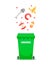 Recycling organic garbage icon, food trash container.