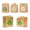 Recycling Paper Bags And Boxes. Realistic Blank Ecologic Craft Package. Illustration Of Recycled Brown Shopping Paper