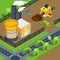 Recycling Plant Isometric Poster