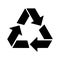 Recycling reuse black icon. Reduce consumption, circular arrows. Processing eco sign. Vector graphic illustration