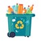 Recycling symbol on full plastic bottle vector
