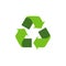 Recycling symbol with green arrows. Isolated recycle icon on the white background. Earth Day universal international symbol.