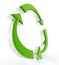 Recycling symbol with green turning arrows. 3D illustration