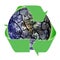 Recycling Symbol Over Fragile Planet Earth