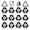 Recycling symbols for packaging