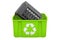 Recycling trashcan with NAS network-attached storage, 3D rendering