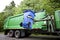 Recycling truck picking up bin - Horizontal