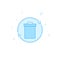 Recycling waste bin flat vector icon. Filled line style. Blue monochrome design. Editable stroke