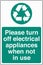 Recycling Waste Management Trash Bin Label Sticker Save Energy Sign Please turn off electrical appliances when not in use