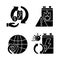 Recycling world industry black glyph icons set on white space